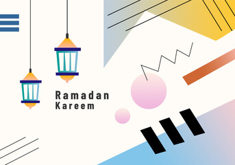 Ramadan Kareem, abstract geometric background, lines.  hanging lantern.