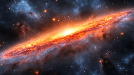 Fototapeta premium Fiery cosmic galaxy, nebula, stars.