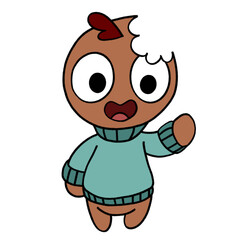 a drawing of ginger cookie man got eaten in head