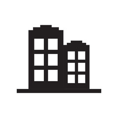Office building sign icon in flat style. Apartment vector illustration. Bank icon