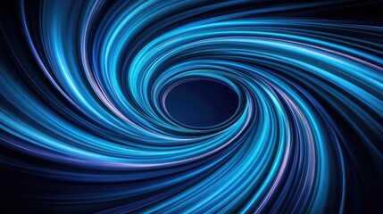 Fototapeta premium Dynamic blue abstract swirl creating a captivating vortex effect with light trails and smooth flowing motion for digital art backgrounds