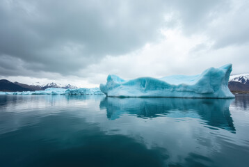 Blue iceberg on water