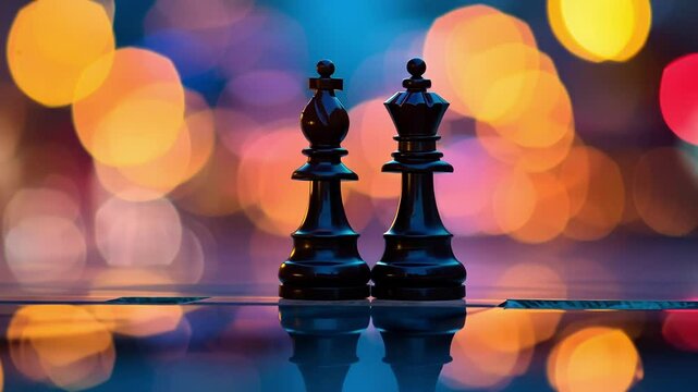 A bishop piece exhibiting quantum superposition appearing to be in two places at once.