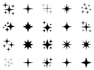 sparkle star icon, star sparkle vectors, Blink twinkle, Different star shapes. Sparkle star icon set. Falling stars . Vector illustration,