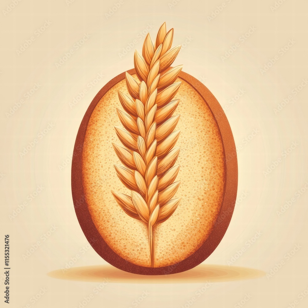 Fototapete minimalist bread loaf design featuring wheat grains on a subtle background with ample copy space for