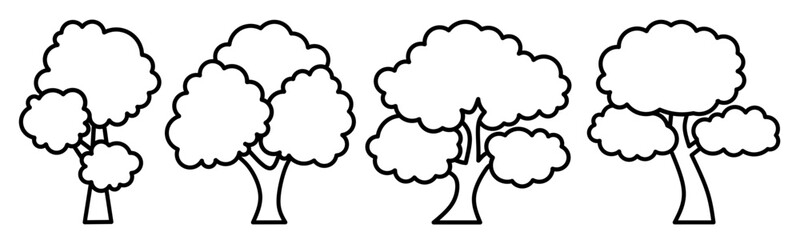 Tree icon. Tree thin line icon collection. Stock vector.