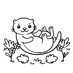 Baby Otter  line art vector design