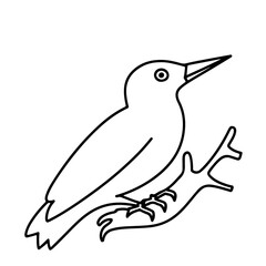 woodland creature art of Baby Woodpecker  line art vector design