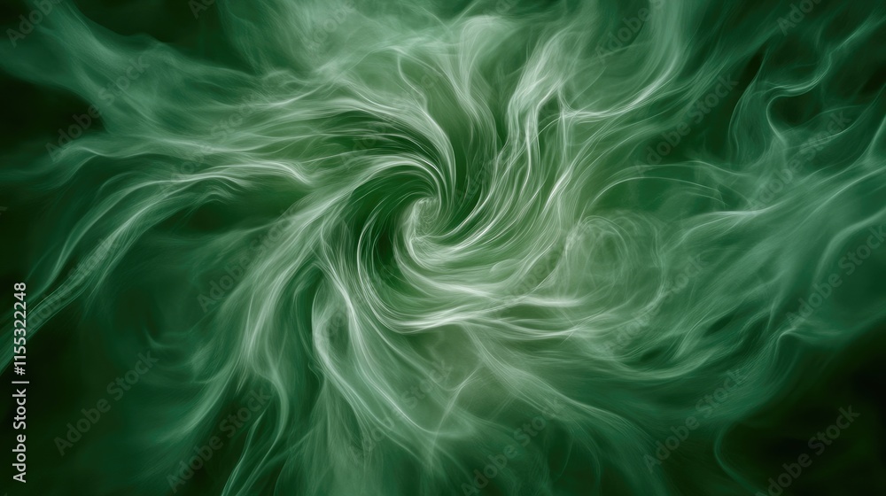 Poster abstract swirling green smoke pattern with smooth flow and ethereal quality, perfect for background 