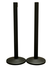 Two black poles on a transparent background. Pillars are standing vertically and not touching each other, for toilet paper. PNG file.