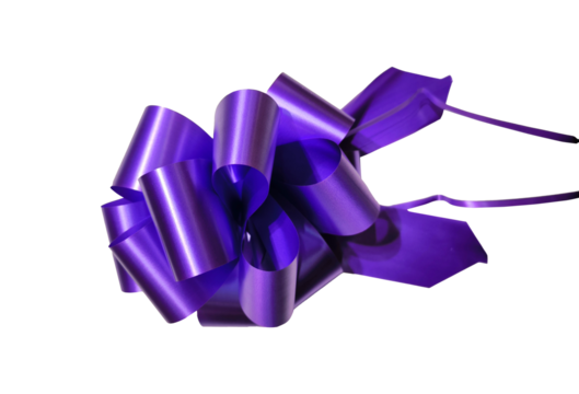 A decorative blue ribbon bow, typically used for embellishing gifts and adding a festive touch, png file.