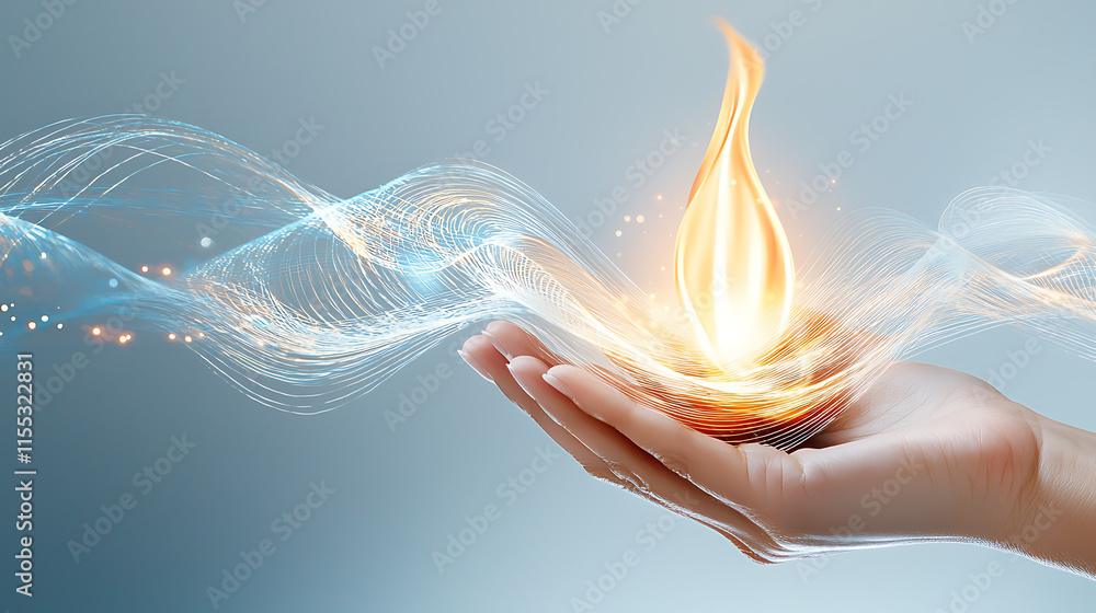 Aufkleber captivating fire element manipulation digital art fantasy realm abstract setting close-up view energ
