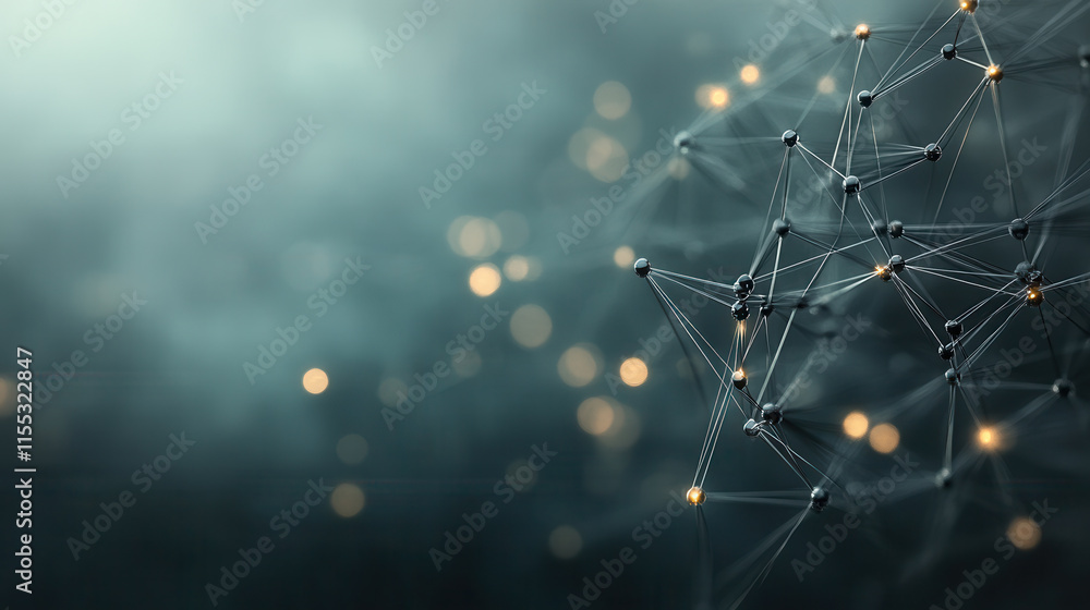 Aufkleber modern 3d network structure with glowing nodes and connections, showcasing technology and innovation