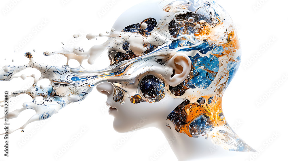 Poster abstract fluid dynamics art digital creation modern design studio environment close-up view concept 