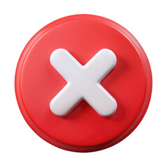 Fototapeta premium red cross button 3d icon in cartoon plastic style minimal isolated on transparent white background, clipping path