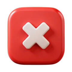 Obraz premium red cross button 3d icon in cartoon plastic style minimal isolated on transparent white background, clipping path