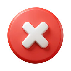 red cross button 3d icon in cartoon plastic style minimal isolated on transparent white background, clipping path