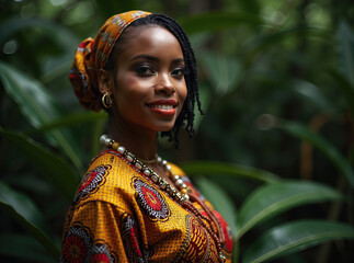 Fototapeta premium Portrait of a Woman in Traditional African Dress