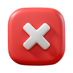 Fototapeta premium red cross button 3d icon in cartoon plastic style minimal isolated on transparent white background, clipping path