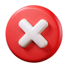 Fototapeta premium red cross button 3d icon in cartoon plastic style minimal isolated on transparent white background, clipping path
