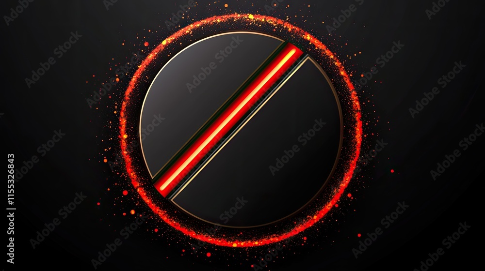 Poster abstract circular design featuring vibrant red and yellow lines contrasting against a dark backgroun
