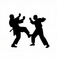 Fototapeta premium Silhouette of martial artists in combat