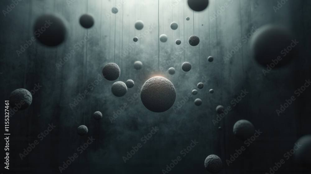 Aufkleber suspended soft 3d geometric figures create mesmerizing network in misty atmosphere