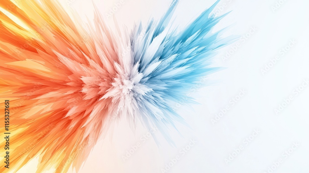Aufkleber colorful abstract explosion art background in shades of orange and blue with sharp edges and dynamic