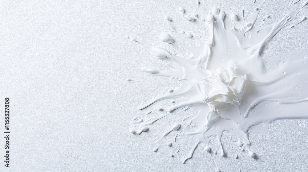 Poster creamy white splash on a light background creating an abstract art piece featuring texture and fluid