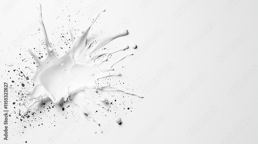 Poster creative splash of white liquid on clean background with dynamic energy and artistic appeal for vers