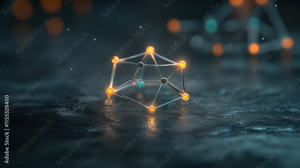 Aufkleber glowing 3d star shaped figure with connected lines and nodes, creating mesmerizing visual effect