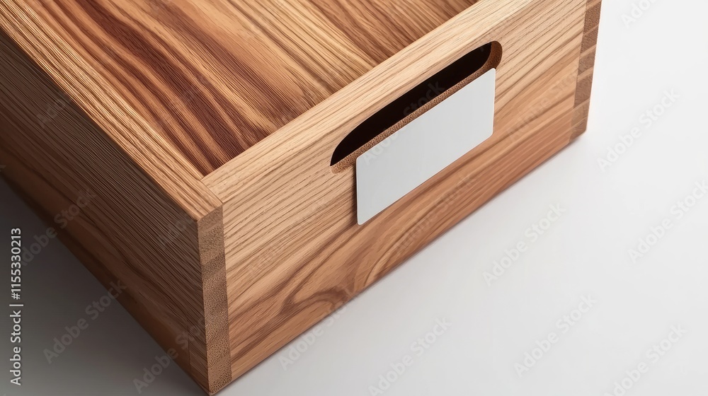 Aufkleber wooden drawer with smooth surface and simple handle showcasing natural grain patterns and warm tones
