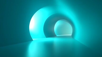 Ethereal Teal Tunnel: Stunning 3D Render in a Futuristic Style. AI Generated