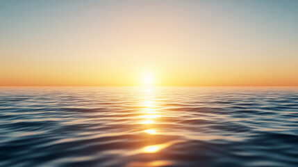 Warm sunlight reflecting on a tranquil ocean, creating a stunning display under a vibrant blue and orange sky at sunset