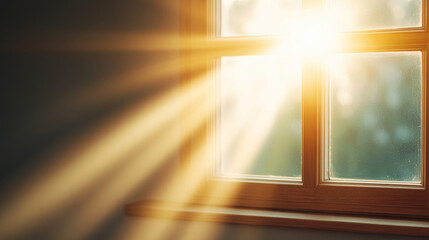 Golden sun rays streaming through the window, filling the room with warmth and creating a cozy, inviting atmosphere perfect for relaxation