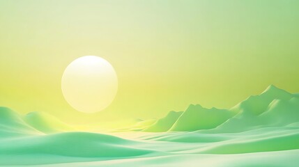 Serene 3D Render: Softly Lit Pastel Landscape at Sunrise. AI Generated