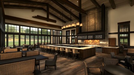 Luxurious Clubhouse Interior Design: A Modern Rustic Bar and Lounge