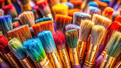 Fototapeta premium Up close, paintbrush bristles become miniature landscapes in these detailed macro shots.
