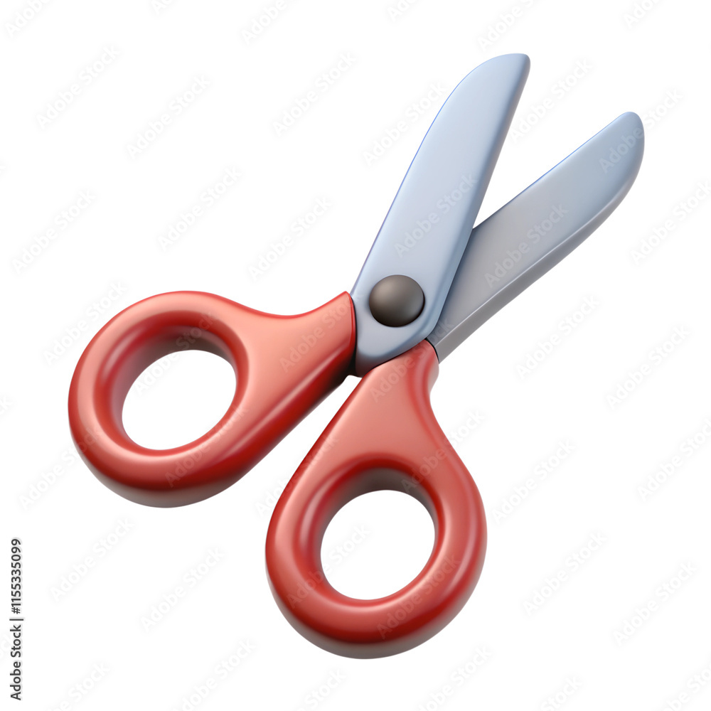 Leinwandbilder minimal scissors symbol on red background. 3d rendering