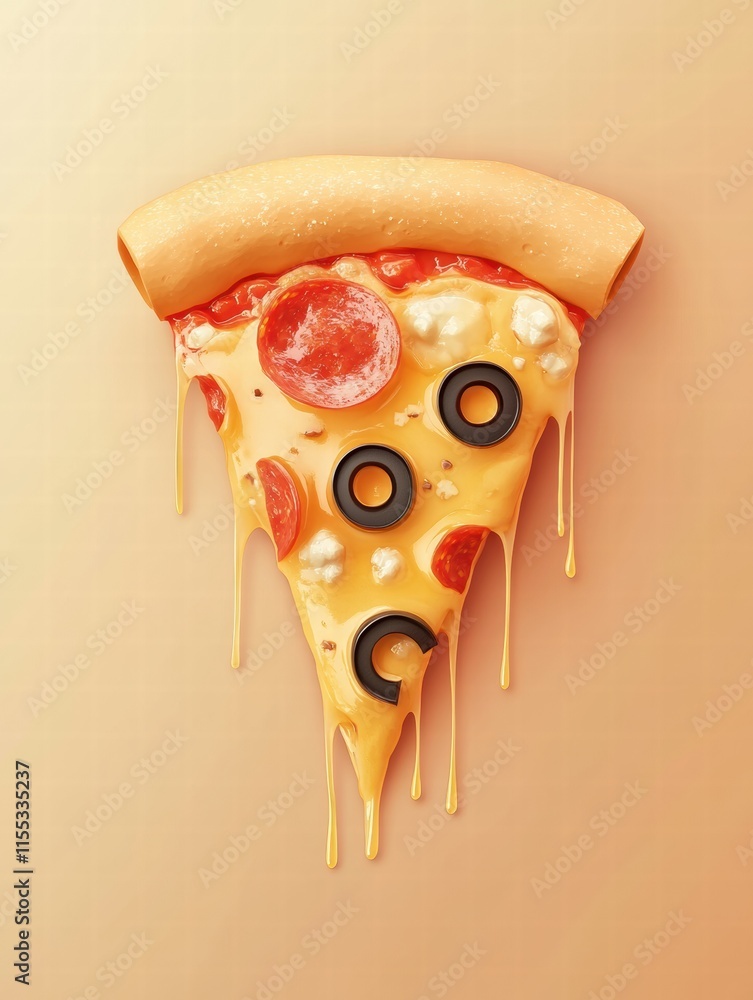 Aufkleber delicious pizza slice with cheese drips and stylized toppings perfect for a minimalist mock up. gene