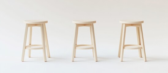 Neatly arranged wooden stools on a white background perfect for furniture displays and interior design inspiration