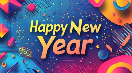A colorful poster with a happy new year message