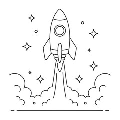 rocket blasting coloring page drawing