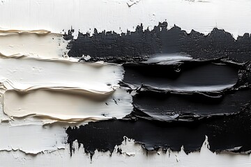 Abstract Impasto Painting Black and White Palette Knife Strokes