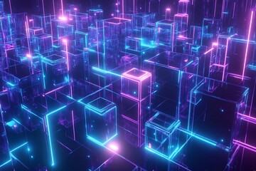 Obraz premium Abstract representation of cryptocurrency blockchain