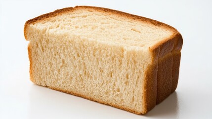 Freshly baked loaf of white bread isolated on a clean white background showcasing its soft texture and golden crust. Perfect for culinary use.