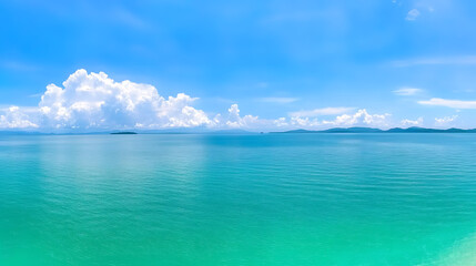 Obraz premium Tranquil sea view tropical paradise landscape photography calm waters panoramic perspective serenity and escape