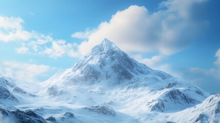 Majestic snow capped mountain peak under a bright sky.
