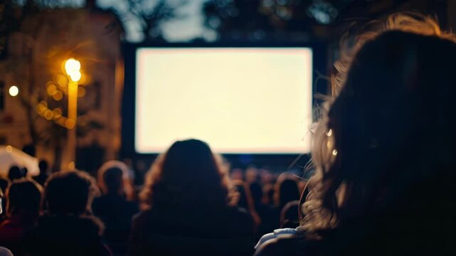 The outdoor film screening is a world within a world temporarily blurred into existence under the night sky.
