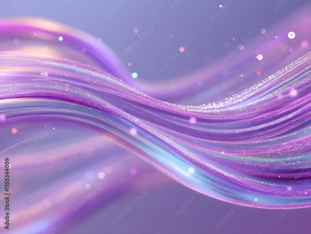 Poster dynamic flowing purple waves abstract visual design digital art futuristic environment close-up view